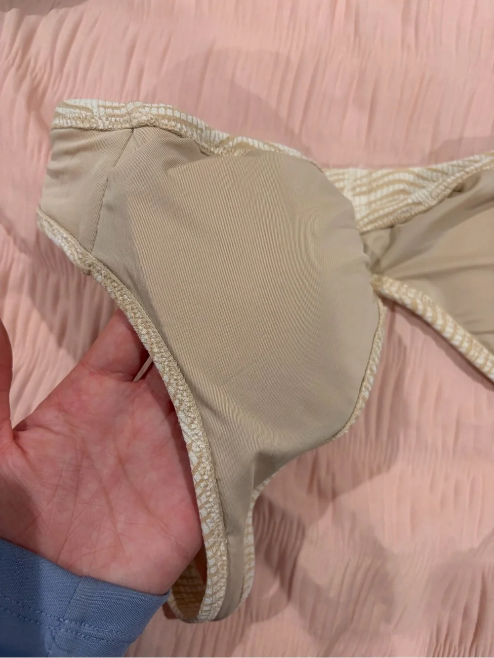 aerie nwot textured/patterned beige bikini top small